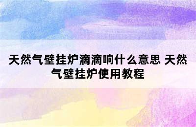 天然气壁挂炉滴滴响什么意思 天然气壁挂炉使用教程